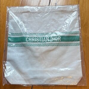 Christian Dior Parfums White and Green Tote Bag